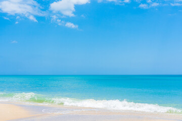 Ocean beach in Florida in the spring. Turquoise ocean and perfect fine sand Melbourne Beach as a good vacation place