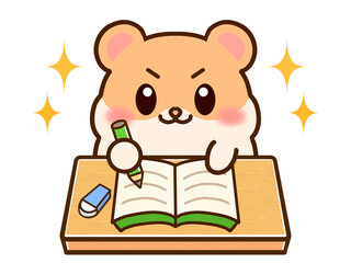 勉強するハムスターの素材