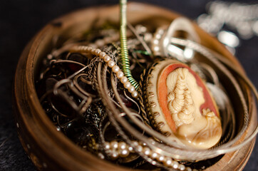 
family jewelry box and cameo