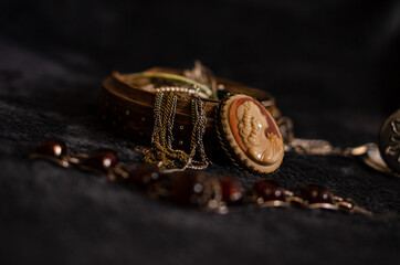 
family jewelry box and cameo