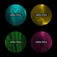 Round shape with wavy abstract line pattern color design element