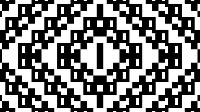 Black and white rectangles in minimal dynamic pattern. Monochrome square tile mosaic. Motion graphic background in a flat design