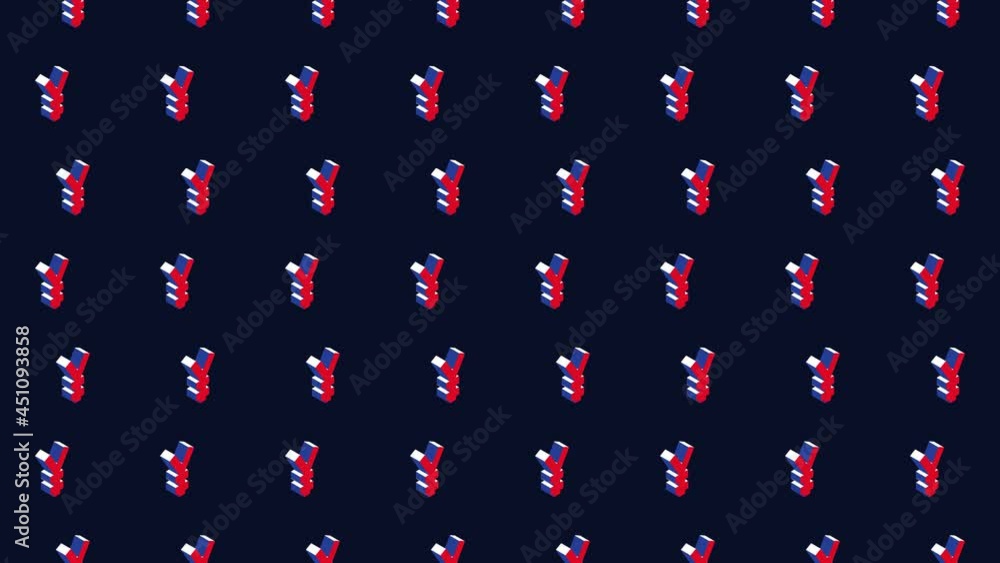 Aufkleber Isometric symbols of Japanese currency Yen in animated pattern. Simple seamless loop modern motion graphics background