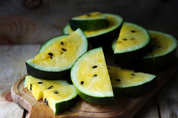 Yellow watermelon slices.