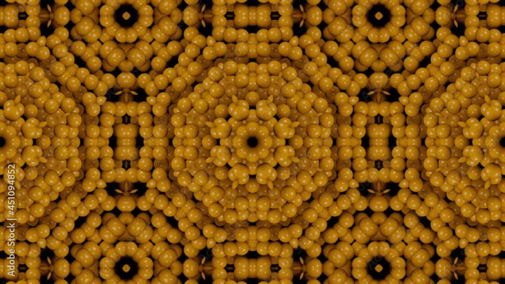 Aufkleber abstract animated mosaic of an orange balls in black space. 3d render concept seamless loop motion g