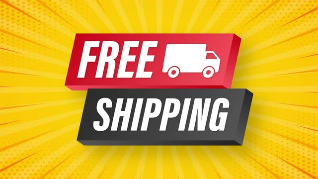 Free shipping. Badge with truck. Motion graphics.