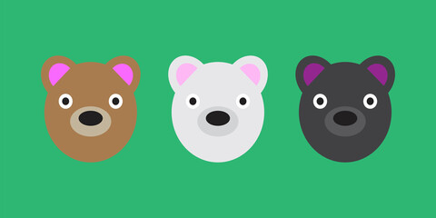 Naklejka premium Three faces bear. Line art. Isolated icon. Beauty logo. Vector illustration. Stock image.