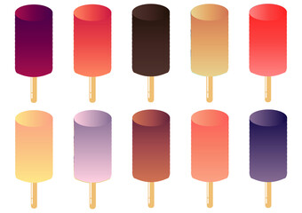 collection of colorful lollipop ice cream with bright and sweet colors, with a combination of colors from dark to light, with color gradation