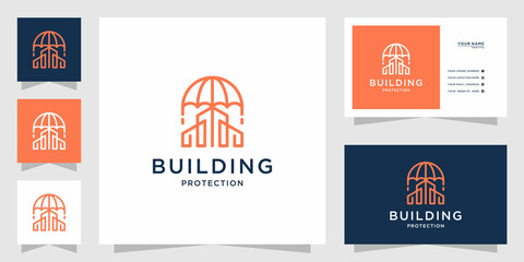 Building protection logo with umbrella design