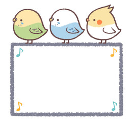 インコと音符のフレーム