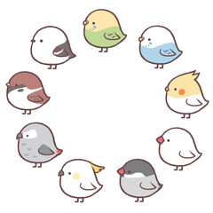 小鳥たちの円フレーム