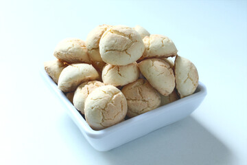 Cassava cookies isolated on white background.