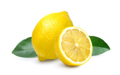 lemon and cut half isolated on white background