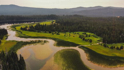 landscape with lake and mountains