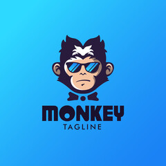 awesome cool and geek monkey logo design