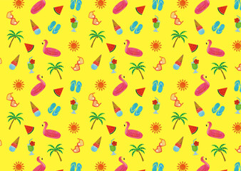 トロピカルなパターンイラスト