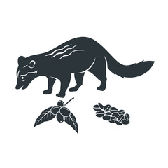 illustration of mongoose, mongoose and coffee icon