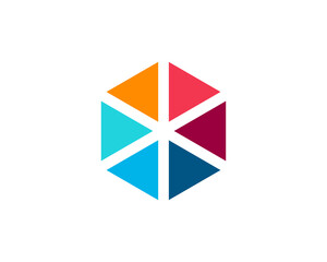 Hexagon element, sign, symbol arrow triangle color logo template
