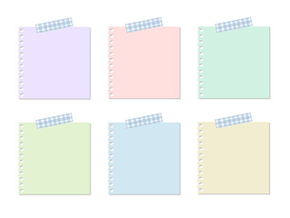 イラスト素材：マスキングテープがついたカラフルなノート・メモセット