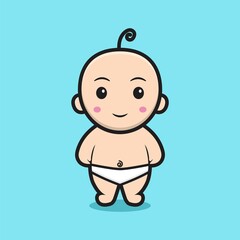 cute baby character wearing pampers