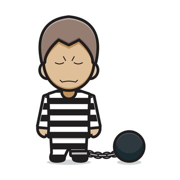 recommend clip art: Cute prisoner character cartoon vector icon illustration