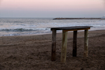 Fototapeta na wymiar Mar del Plata beaches at sunrise 