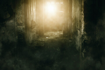 Abandoned house with sunlight enter through window