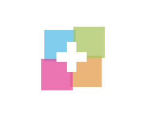 Medical cross square logo icon design template