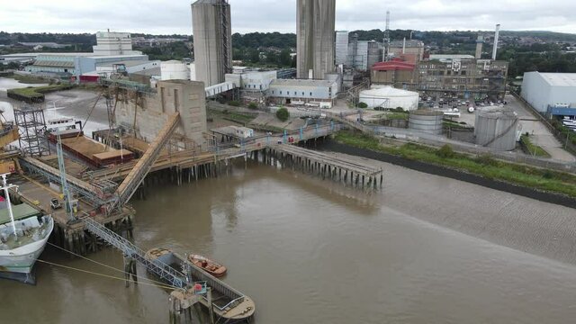 Hanson Ready-mixed Concrete site Erith Kent UK Aerial footage