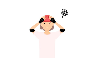 トラブルで頭を抱えて困る女の子のスケーター