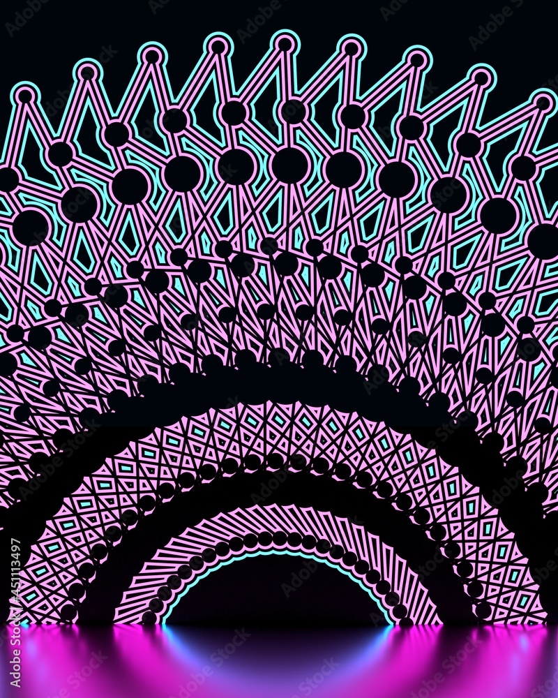 Wall mural web banner with circular ornamental design element