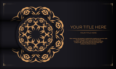 Black background with abstract vintage ornaments and place under the text. Print-ready invitation design with vintage ornament.