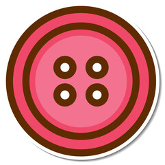 Pink cloth button sticker on white background