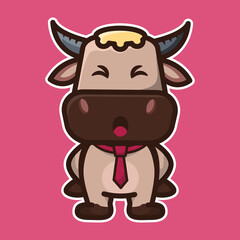
vector illustration of cute buffalo 
standing