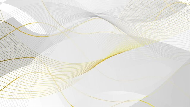 Grey golden waves and lines abstract elegant motion background. Seamless looping. Video animation Ultra HD 4K 3840x2160