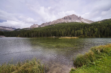 misuria lake, dolomites, italy.