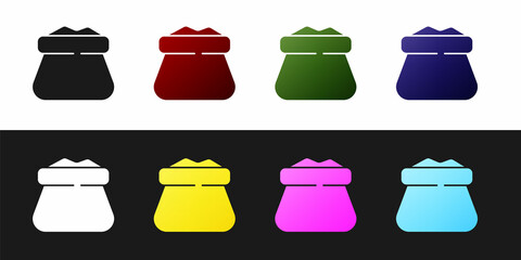 Set Full sack icon isolated on black and white background. Vector