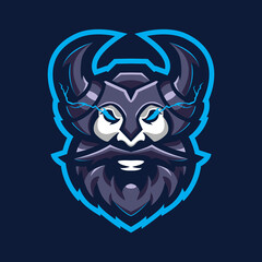 viking logo mascot design vector with modern illustration concept style. viking head illustration for esport