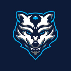 Wolf logo mascot design vector with modern illustration concept style. Wolf head illustration for esport
