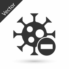 Grey Negative virus icon isolated on white background. Corona virus 2019-nCoV. Bacteria and germs, cell cancer, microbe, fungi. Vector.