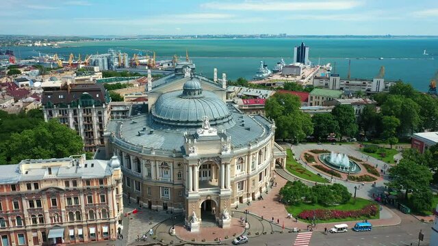 Odessa Opera House from a height in Fast Motion