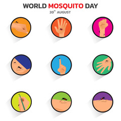 Mosquito Vector with world map Background, World Mosquito day, Malaria Day, dengue fever.