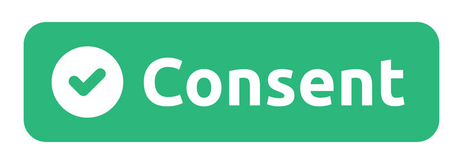 Consent with green button sign. - obrazy, fototapety, plakaty