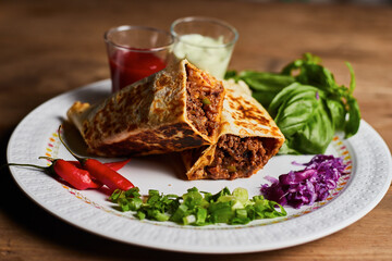 grilled meat and vegetables