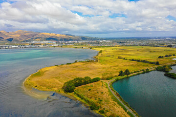 ニュージーランドのクライストチャーチをドローンで撮影した空撮写真 Aerial photo of Christchurch, New Zealand taken by drone.
