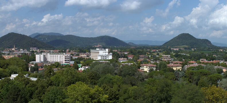 Panoramic view of abano terme and colli euganei. Padova, Italy