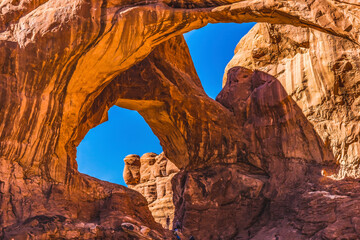 Fototapeta premium Double Arch Rock Canyon Windows Section Arches National Park Moab Utah