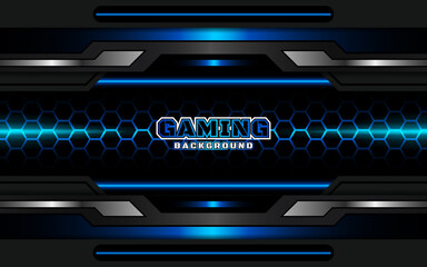 Abstract futuristic geometric black and blue gaming background with modern esport shapes. Vector design template technology concept can use element game banner, sport poster, cyber wallpaper, web © Majri