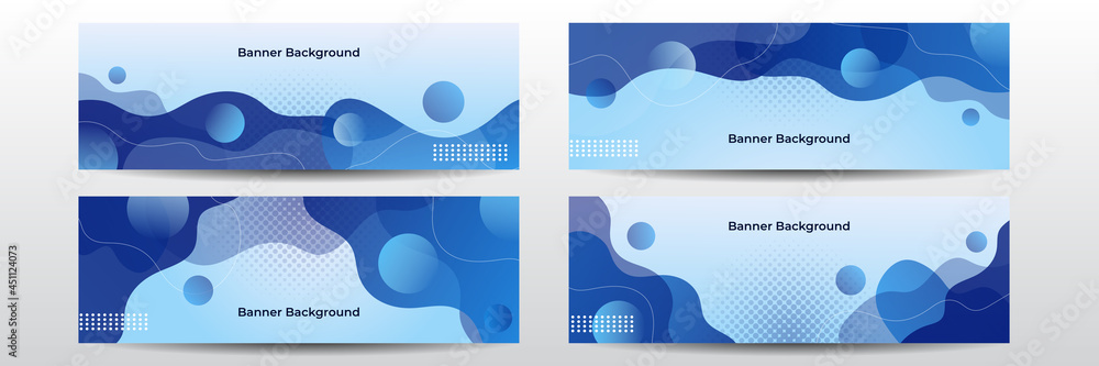 Poster set of abstract geometric blue banner background. set of banner templates. modern abstract design. a
