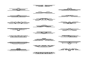 Art deco dividers. Art deco divider header collection. Set of Art deco geometric page dividers